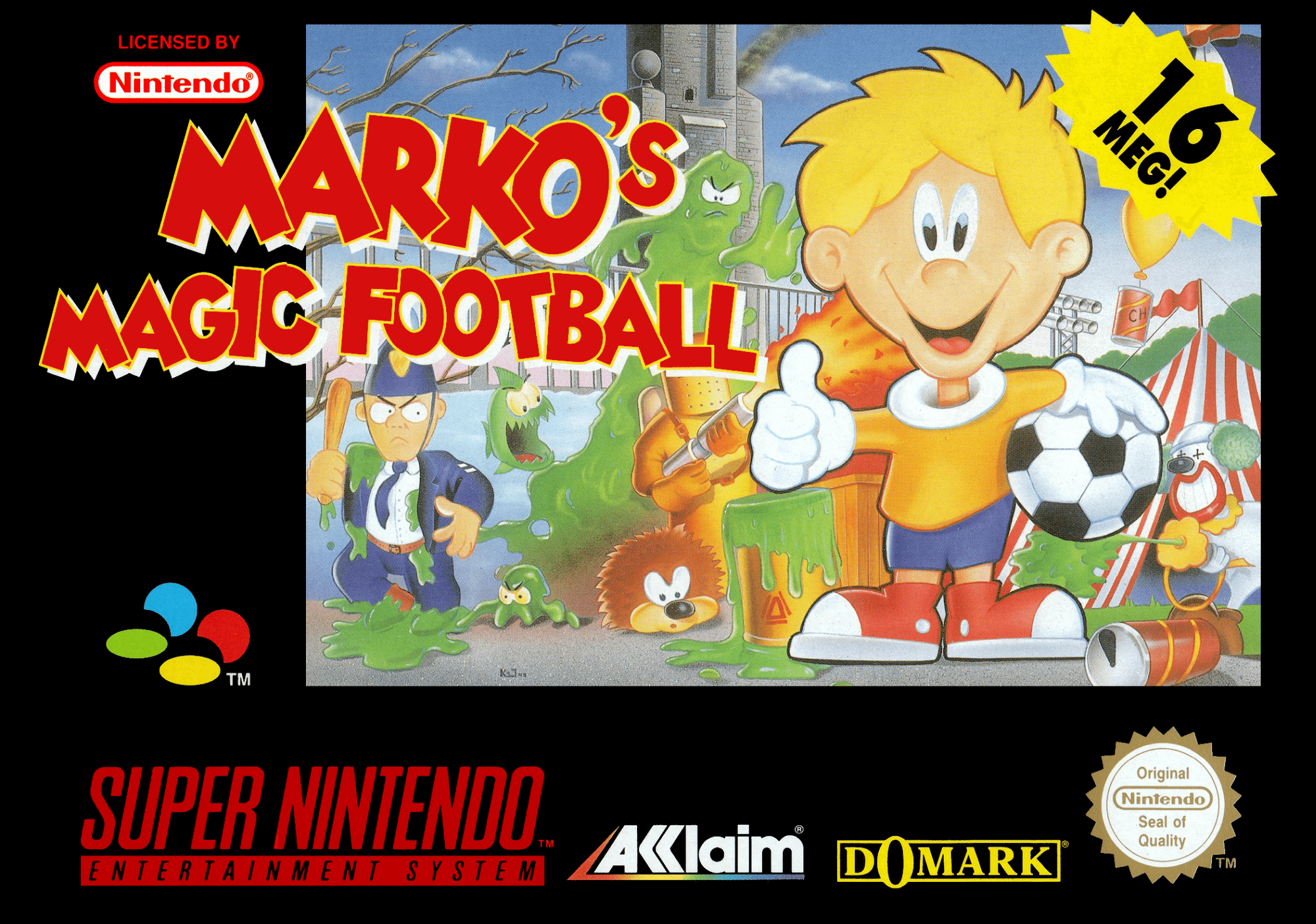 Marko's Magic Football box art for Super Nintendo